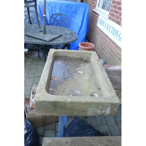 1163 - An antique carved York stone trough, 91 x 61cm, 16cm high