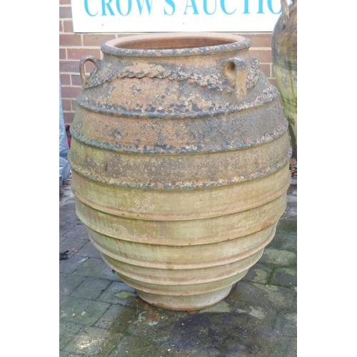 1168 - A large vintage terracotta amphora shaped garden pot, 87cm high