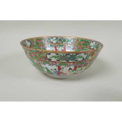 151 - A quantity of Chinese Republic Canton famille rose porcelain bowls and dishes, largest 21 x 21cm, AF