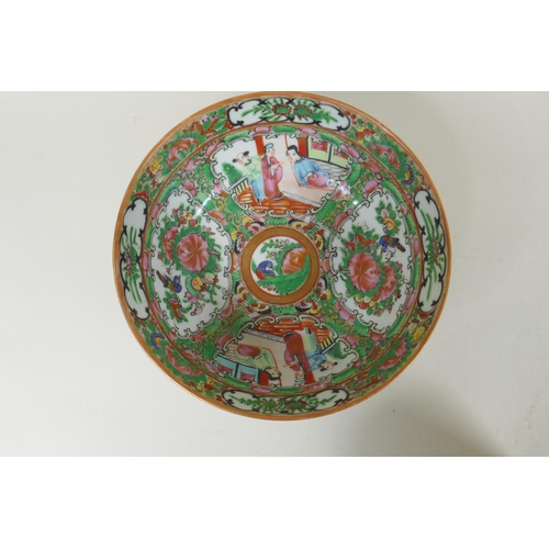 151 - A quantity of Chinese Republic Canton famille rose porcelain bowls and dishes, largest 21 x 21cm, AF