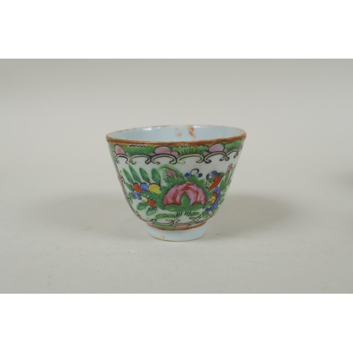 151 - A quantity of Chinese Republic Canton famille rose porcelain bowls and dishes, largest 21 x 21cm, AF