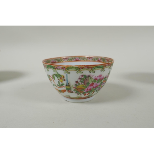 151 - A quantity of Chinese Republic Canton famille rose porcelain bowls and dishes, largest 21 x 21cm, AF