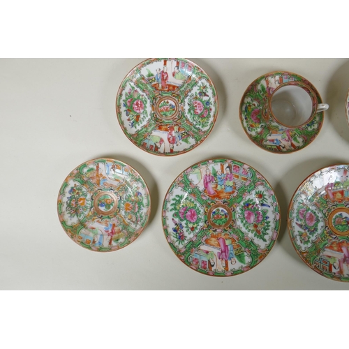 154 - A collection of Chinese Republic Canton famille rose porcelain cabinet plates and saucers, largest 2... 