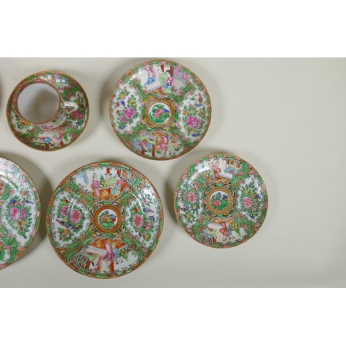 154 - A collection of Chinese Republic Canton famille rose porcelain cabinet plates and saucers, largest 2... 