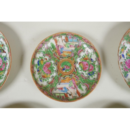 154 - A collection of Chinese Republic Canton famille rose porcelain cabinet plates and saucers, largest 2... 