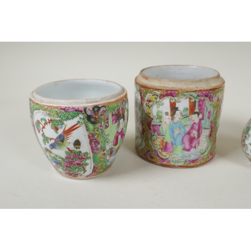 156 - A collection of late C19th/early C20th Canton famille rose porcelain to include miniature vases, jug... 