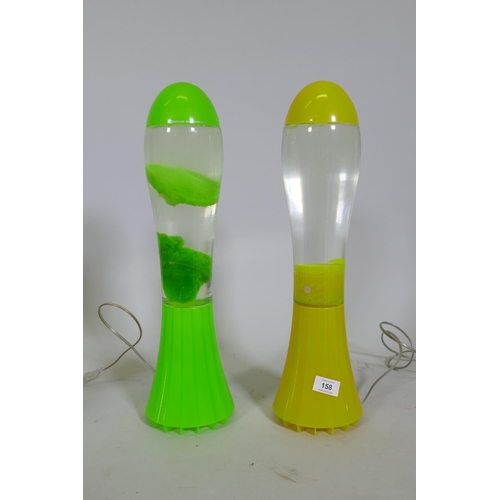 158 - Ross Lovegrove for Mathmos, a pair of lava lamps in acid green and yellow, 50cm high