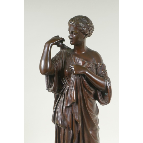 176 - A Grand Tour style bronze of a Greco-Roman woman, Diana of Gabii, after Praxiteles, 55cm high