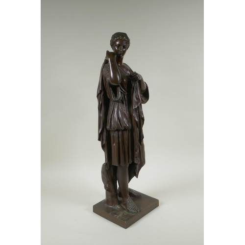 176 - A Grand Tour style bronze of a Greco-Roman woman, Diana of Gabii, after Praxiteles, 55cm high