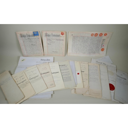 209 - A quantity of C19th and C20th deeds, indentures and mortgage certificates etc