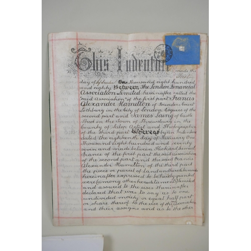 209 - A quantity of C19th and C20th deeds, indentures and mortgage certificates etc