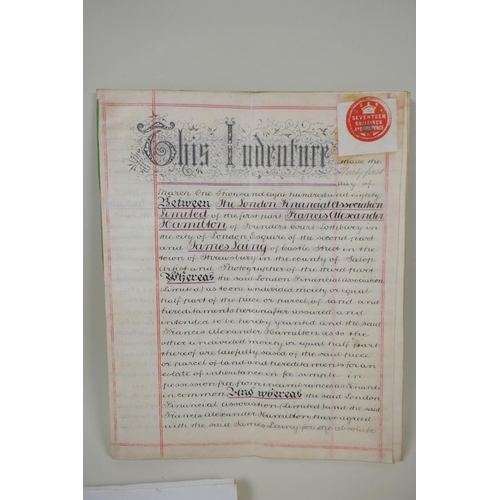 209 - A quantity of C19th and C20th deeds, indentures and mortgage certificates etc