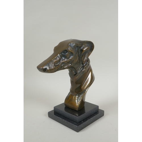 217 - A bronze greyhound bust, 22cm high