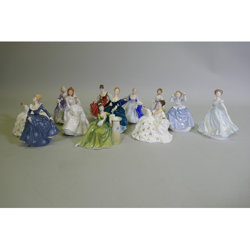 22 - A collection of Royal Doulton figurines, Barbara  HN2962, Fragrance HN2334, Secret Thoughts  HN2382,... 