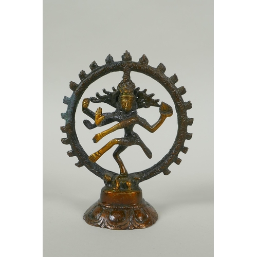 227 - An Indian bronze figure of Shiva and another smaller Indian bronze figure, largest 13cm high