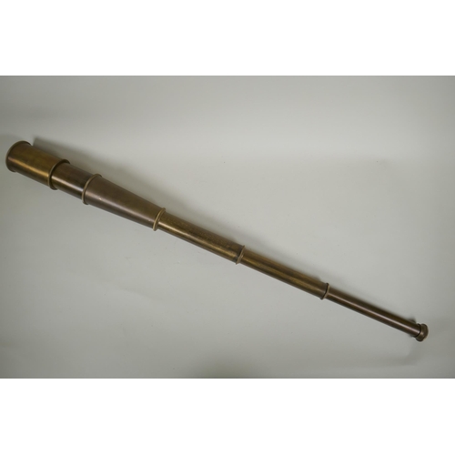 246 - A brass cased four drawer telescope, 89cm long, extended