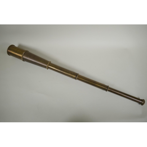 246 - A brass cased four drawer telescope, 89cm long, extended