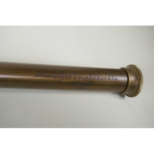 246 - A brass cased four drawer telescope, 89cm long, extended