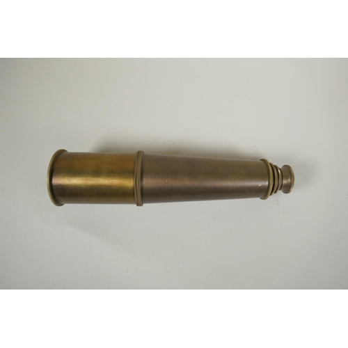 246 - A brass cased four drawer telescope, 89cm long, extended