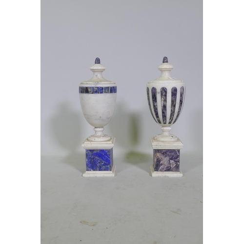 252 - A decorative marble urn, 38cm high and another similar, AF