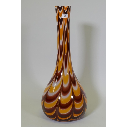 26 - A large studio glass vase with swirled decoration, probably Murano, 72cm high