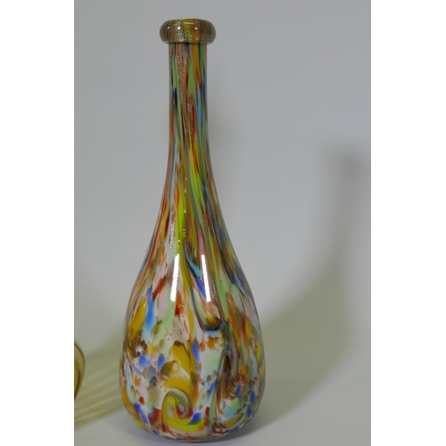 27 - A studio glass vase with swirled decoration and aventurine inclusions, probably Murano, 50cm high, a... 