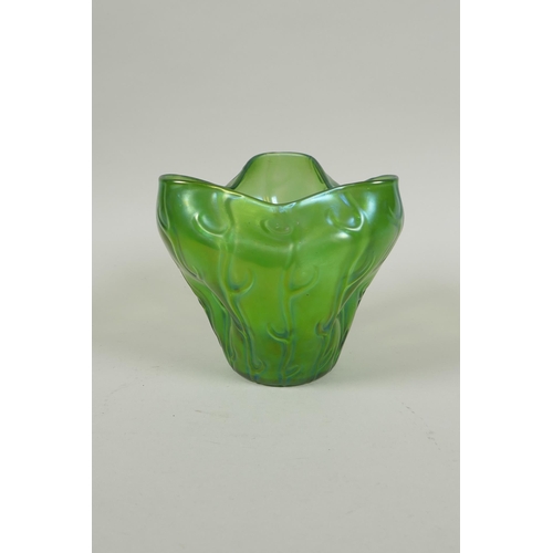 29 - An Art Nouveau Loetz 'Neptun' pattern iridescent glass vase, 11cm high