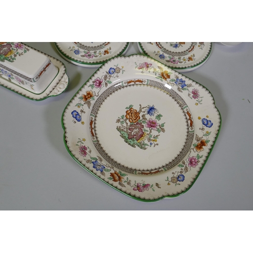 3 - A Copeland Spode Chinese rose pattern part tea and dinner service comprising dinner, tea and side pl... 