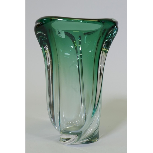 36 - A Val St Lambert studio glass vase, signed to base, 19cm high