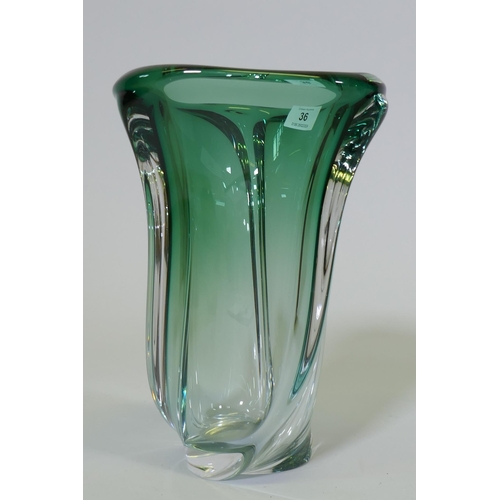 36 - A Val St Lambert studio glass vase, signed to base, 19cm high