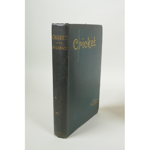 42 - 'Cricket', by W.G. Grace, published by J.W. Arrowsmith, 1891, and three 'Wisden Cricketers Almanack'... 