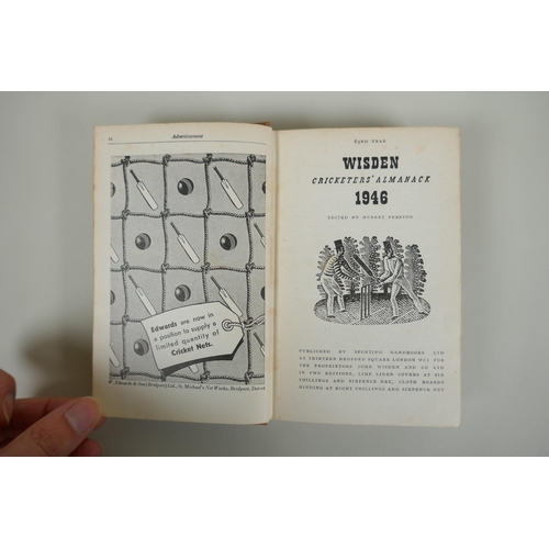 42 - 'Cricket', by W.G. Grace, published by J.W. Arrowsmith, 1891, and three 'Wisden Cricketers Almanack'... 