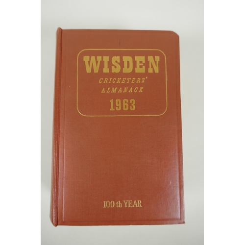 42 - 'Cricket', by W.G. Grace, published by J.W. Arrowsmith, 1891, and three 'Wisden Cricketers Almanack'... 