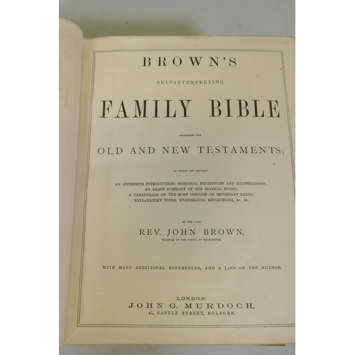 46 - Brown's Self Interpreting Family Bible, published by J.G. Murdoch, London, C19th leather bound with ... 