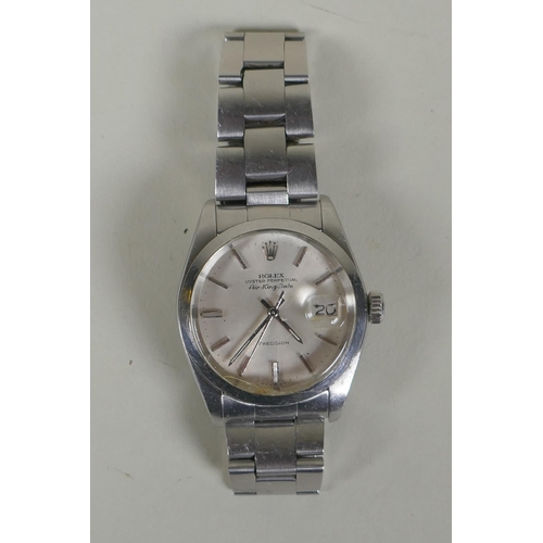 607 - A gentleman's vintage Rolex Steel Oyster Perpetual Air King Date Precision wrist watch, serial numbe... 