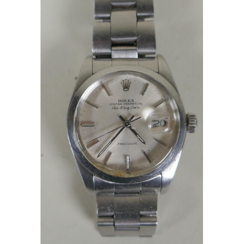 607 - A gentleman's vintage Rolex Steel Oyster Perpetual Air King Date Precision wrist watch, serial numbe... 