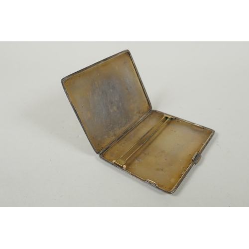 622 - A hallmarked engine turned silver cigarette case by Joseph Gloster Ltd, Birmingham, 1963, 8.5 x 11.5... 