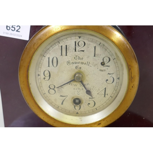 652 - An early C20th fire alarm clock, The Gamewell Co, New York, dial 11.5cm diameter