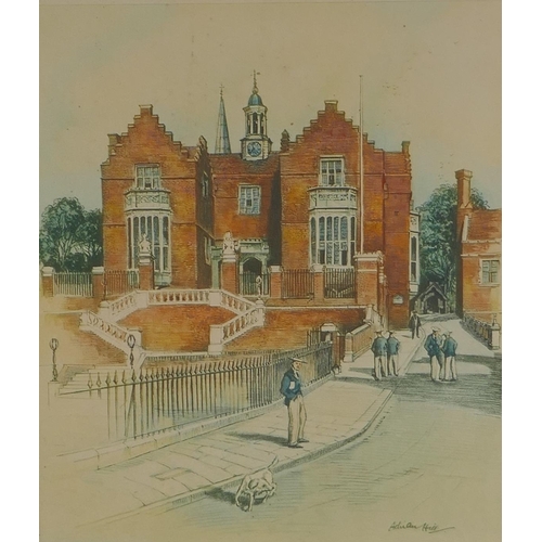 816 - Adrian Hill (British, 1895-1977), Harrow School, pencil signed aquatint, 29 x 33cm