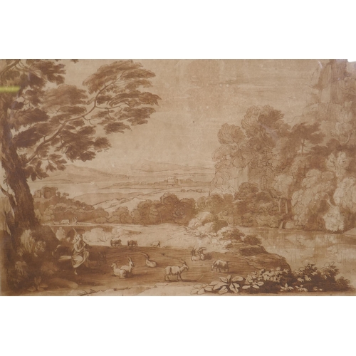 874 - After Claude le Lorrain, two plates from the Liber Veritatis, after original drawings in the collect... 