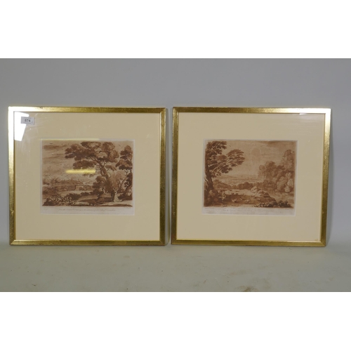 874 - After Claude le Lorrain, two plates from the Liber Veritatis, after original drawings in the collect... 