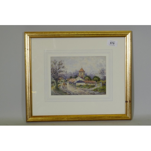 878 - C. Knight, The Cricketer's Inn, signed, watercolour, 20 x 14cm