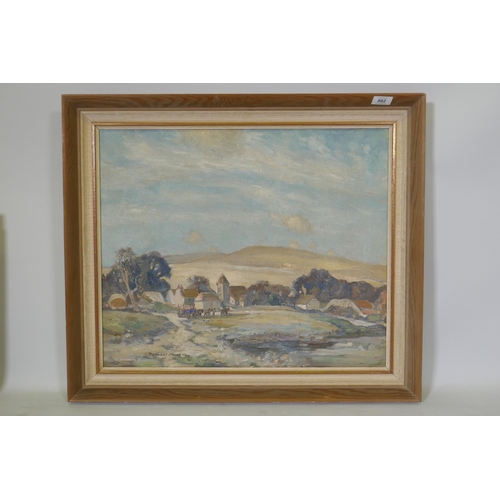 882 - Sidney Dennant Moss, rural landscape with farmstead, signed and dated (19)30, oil on canvas, 52 x 62... 