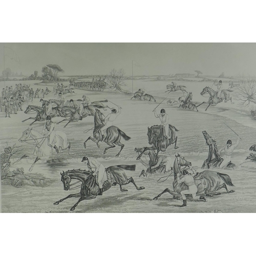 897 - After Charles Hunt, (British, 1829-1900), The Grand Military Steeple Chase near Newmarket, 1858, eng... 