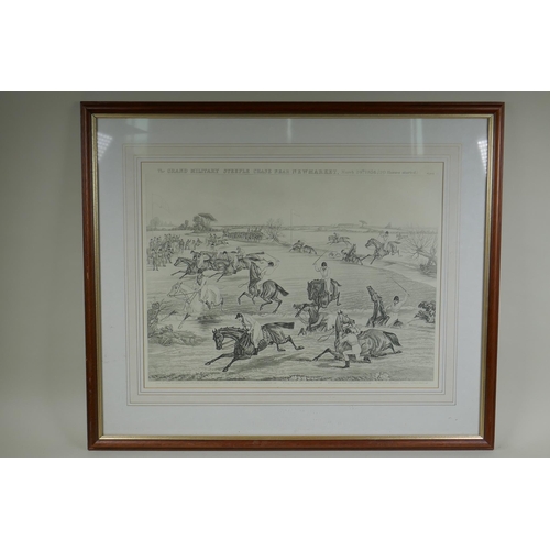 897 - After Charles Hunt, (British, 1829-1900), The Grand Military Steeple Chase near Newmarket, 1858, eng... 