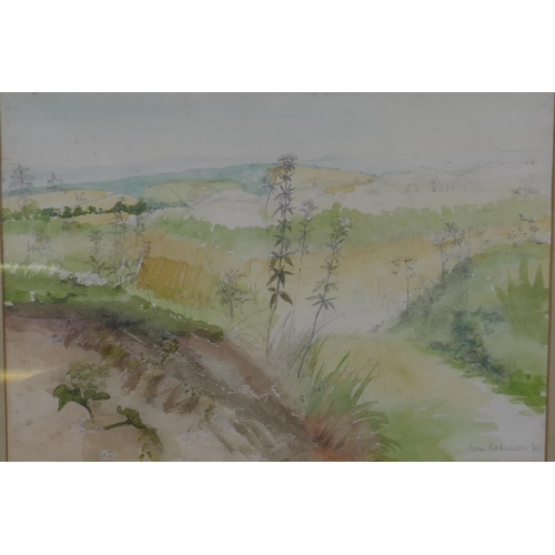 915 - Nan Robinson, Goodwood landscape, signed and dated (19)81, watercolour, 38 x 26cm