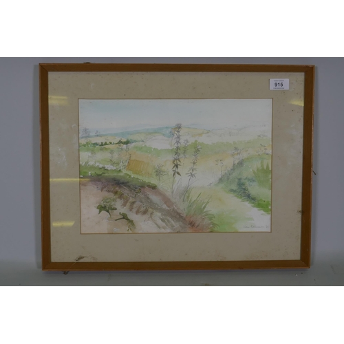 915 - Nan Robinson, Goodwood landscape, signed and dated (19)81, watercolour, 38 x 26cm