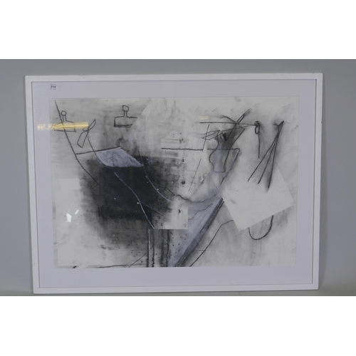 918 - Bobbie Bale, Installation, label verso, charcoal on paper, 82 x 57cm