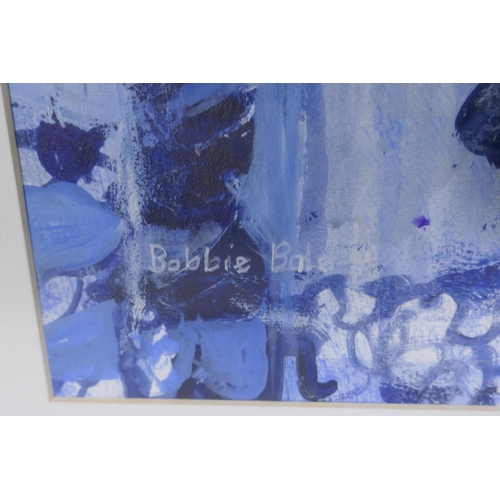 919 - Bobbie Bale, abstract composition, signed, acrylic on paper, 40 x 60cm