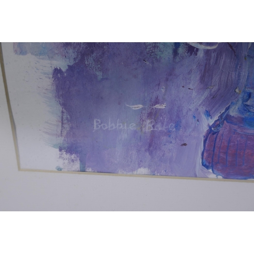 920 - Bobbie Bale, abstract figural composition, signed, acrylic on paper, 34 x 57cm